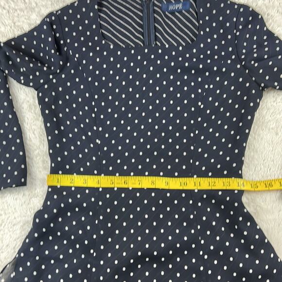 Rope blue and white polka dot chiffon fit and flare dress, 9at or S - Picture 7 of 12
